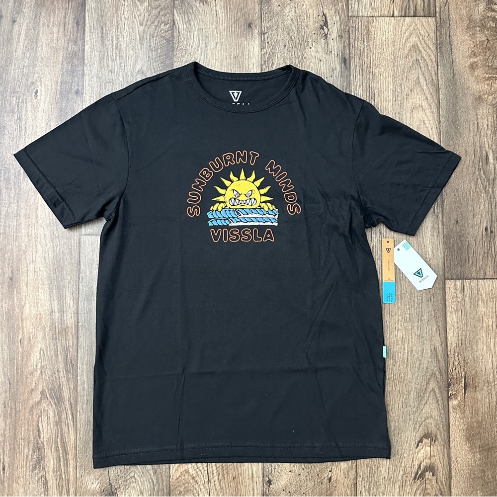 Vissla Organic Cotton Sunburnt Minds Men’s Size M Black Vintage Wash